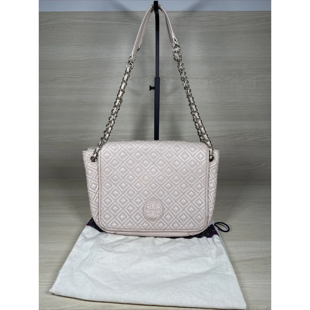 Leather Blush Pink TORY BURCH Chain Shoulder Handbag (pre owned)‎